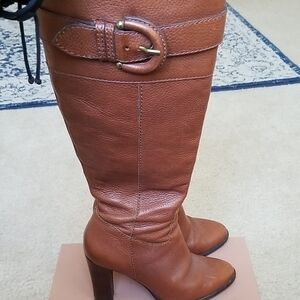Banana Republic Brown Leather Heeled Boots Size 5.5 Euc